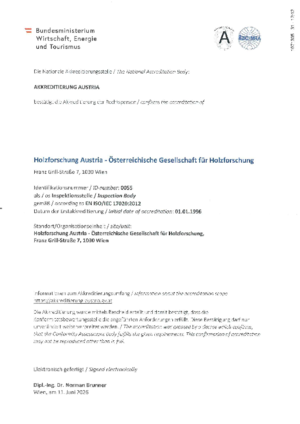 Document for the inspection centre.