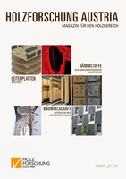 Cover of the magazine for the wood sector of Holzforschung Austria 1 2023.