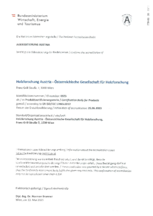 Document for the certification body.