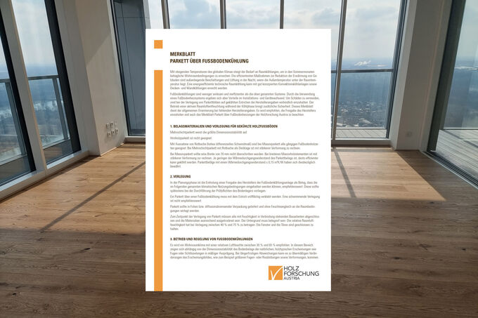 First page of the information sheet on floor cooling.